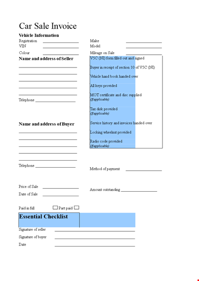 sale invoice template