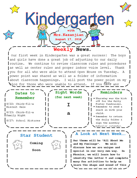 preschool newsletter template for engaging communication | weekly updates & events template