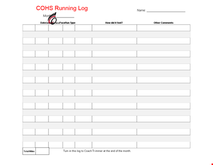 monthly running log - track your runs with our free template template