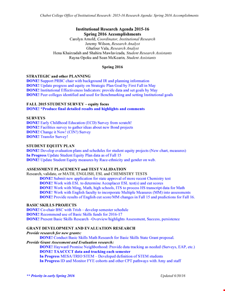 institutional research agenda template template