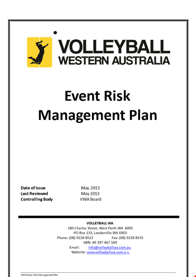 event risk management plan template