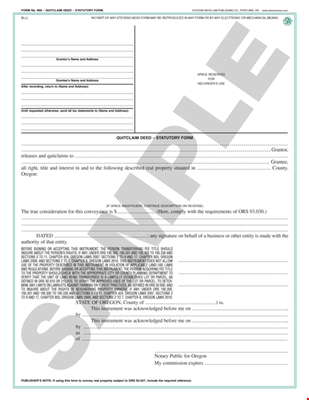 quit claim deed template - download now for free template