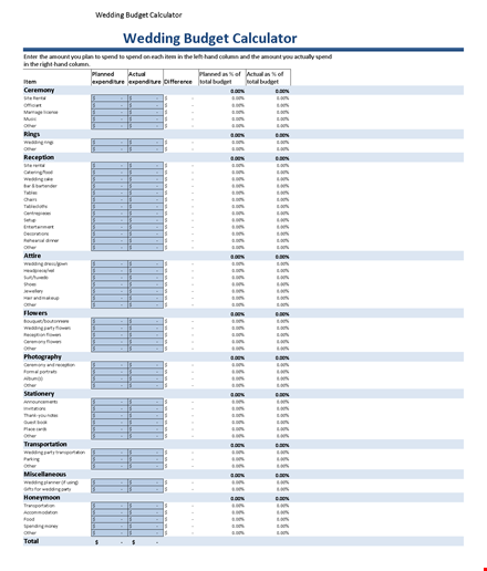 wedding budget spreadsheet | plan your wedding expenses efficiently template