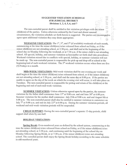 visitation schedule sample template