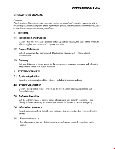 operations manual sample template