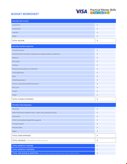 home improvement budget worksheet template