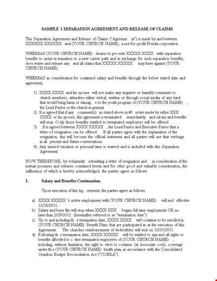 download separation agreement template - protect your interests template