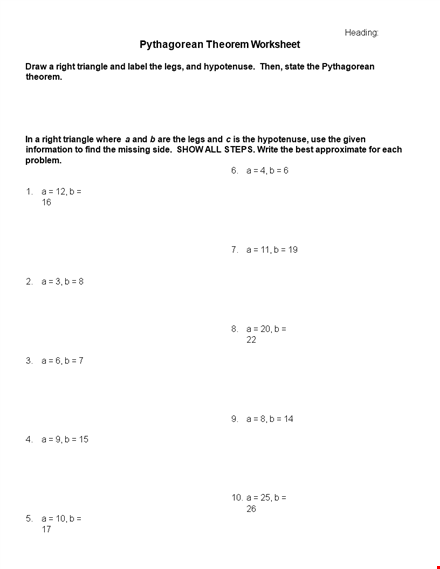 discover the power of the pythagorean theorem for right triangles template