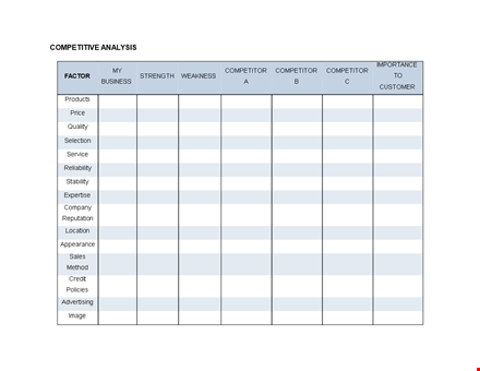 competitive analysis template