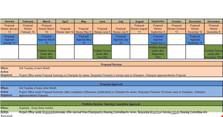 project approval calendar template template