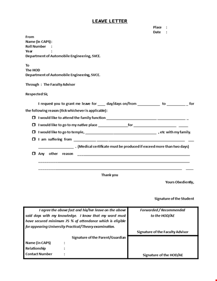 leave request letter template - easily customize and submit your leave application template