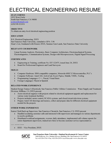 electrical resume template