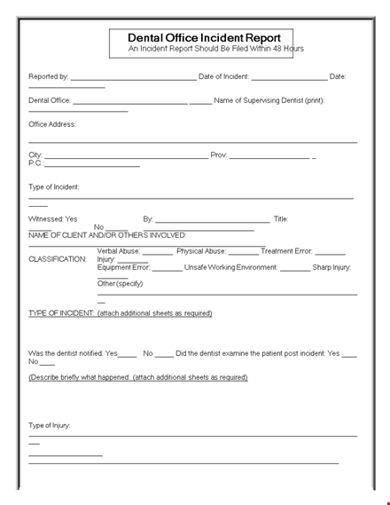 easy-to-use incident report template for office - capture injury details and signatures template