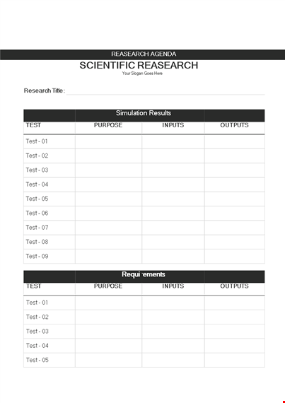 research agenda planner template template