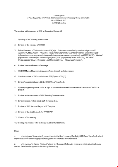 document review agenda template