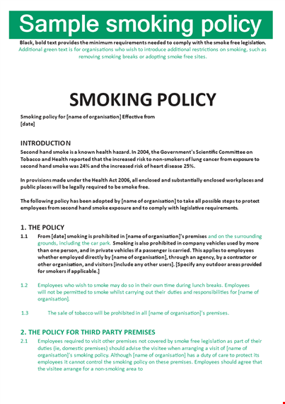 samplesmokingpolicypdf template