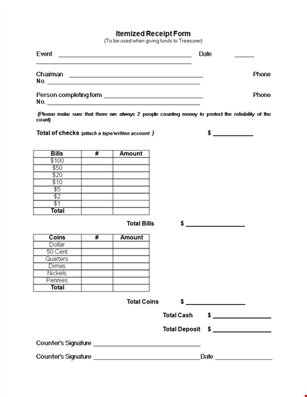 itemized sales receipt templete word template