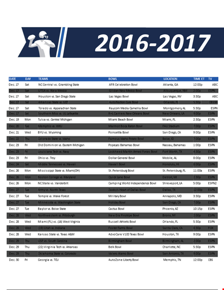 printable bowl game schedule template