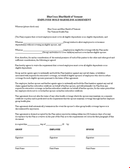 protect yourself: hold harmless agreement template for coverage, including spouses - eligible now template