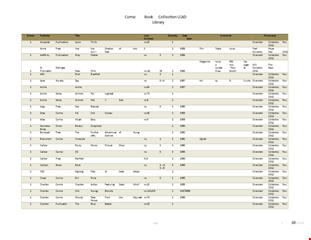 comic book collection template template