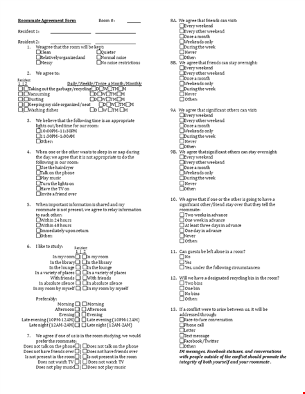 create a peaceful home with our roommate agreement template - every weekend agree template