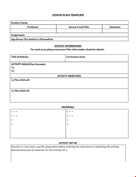 effective lesson planning template for students template