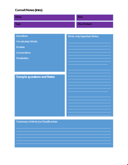 cornell notes template - organize your notes effectively | free download template