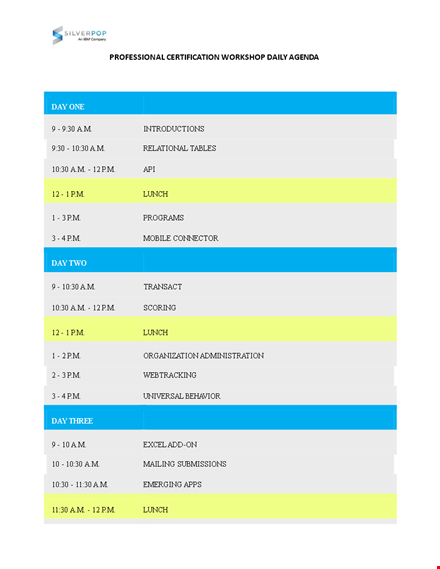 daily workshop agenda template