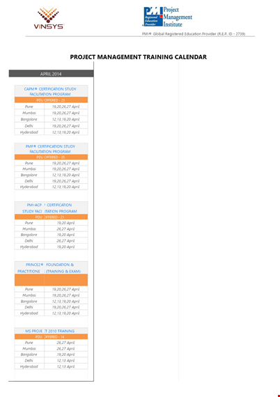 project management calendar template template