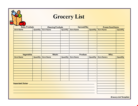 organize shopping grocery list template template