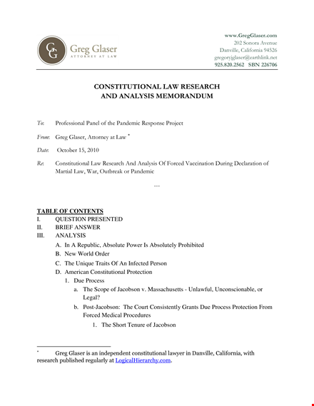 constitutional law research and analysis memorandum template