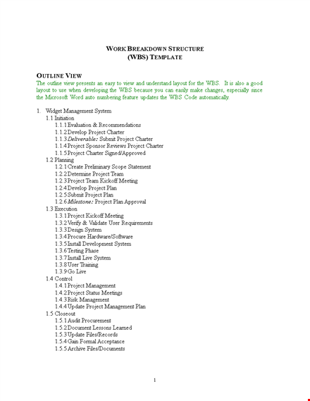 free project management work breakdown structure template template