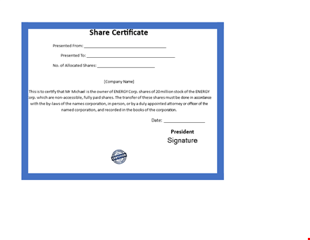 create a professional stock certificate with our template - customize now template