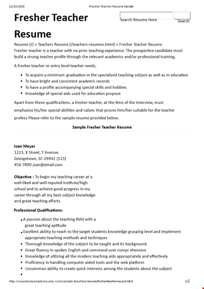 preschool teacher resume with no experience template