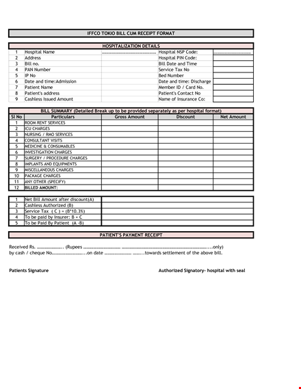 medical bill receipt template template