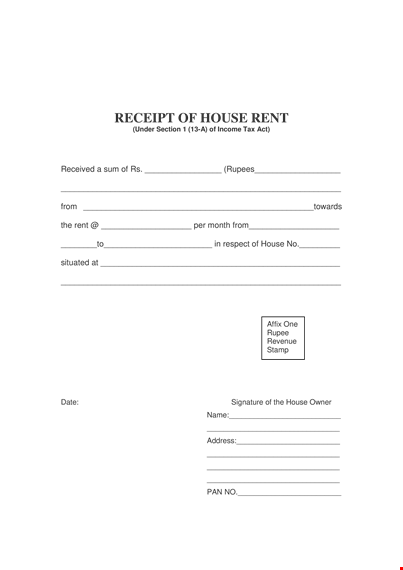 room rent receipt template