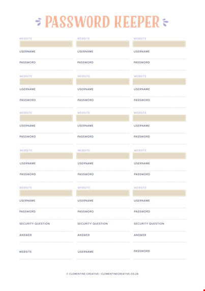 password list template for easy organization | secure and convenient template