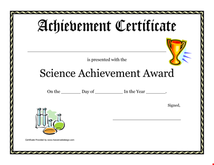 free science achievement award certificate template - customize & print template