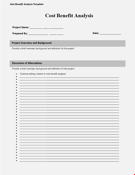 cost benefit analysis template - free download template