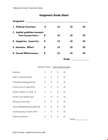 sample assignment sheet template