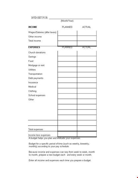 monthly family budget worksheet template