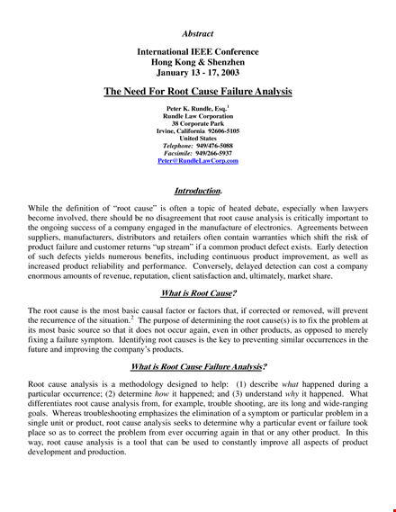 root cause failure analysis template template