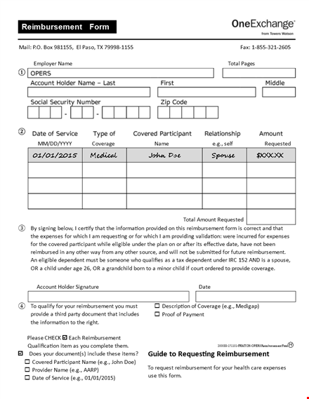 request reimbursement information | download reimbursement form template