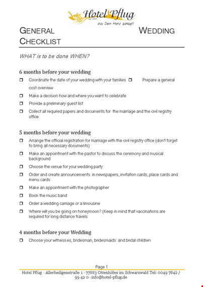 before wedding: prepare general wedding checklist, cards, and documents template