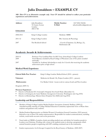 medical curriculum vitae template