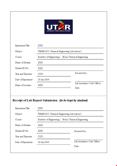 professional cover page template for engineering students performing chemical experiments template