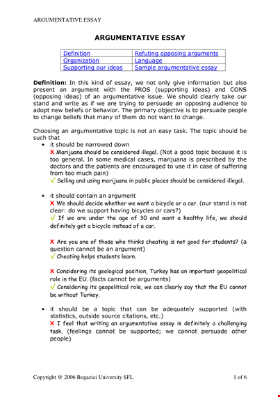 sample short argumentative essay template