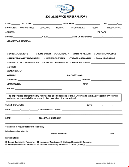 service referral form template | streamline referral process, empower community resource allocation template
