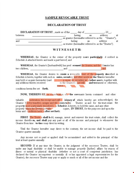 trust agreement template