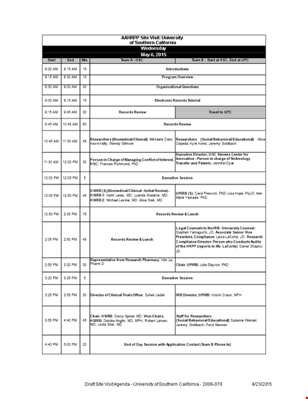 executive visit agenda template template